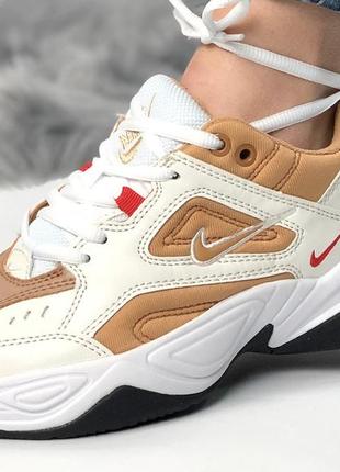 Nike m2k tekno 'red desert ore' brown cream white red black