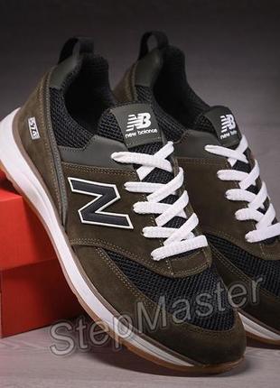 Кроссовки мужские new balance olive нубук-сетка