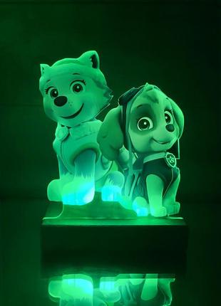 Ночник эверест и скай щенячий патруль с регулировкой света через пульт ду