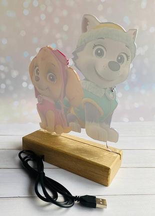 Ночник эверест и скай щенячий патруль с регулировкой света через пульт ду