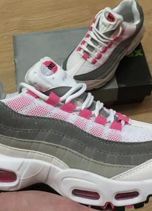 Женские кроссовки  nike air max 95, white/pink