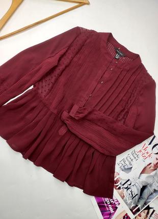 Блуза женская рубашка бордового цвета свободного кроя на пуговицах от бренда new look 10/382 фото