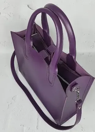Сумка женская "соло" натуральная кожа, фиолетовая матовая