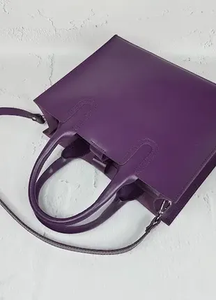 Сумка женская "соло" натуральная кожа, фиолетовая матовая