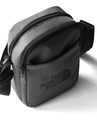 Мужская сумка мессенджер the north face grey серая спортивная барсетка  тканевая сумка через плечо7 фото