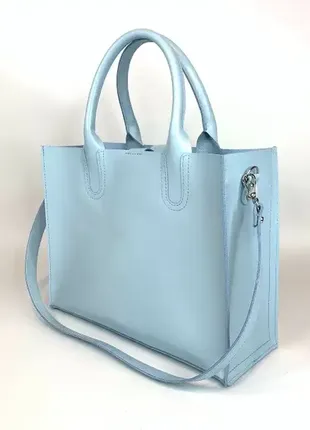 Сумка женская "соло" натуральная кожа, светло-голубая матовая