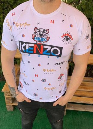 Мужская футболка - в стиле kenzo (белая)2 фото