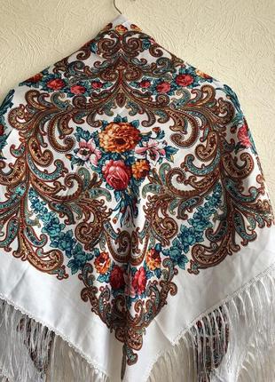 Женский платок, шаль, цвет белый5 фото