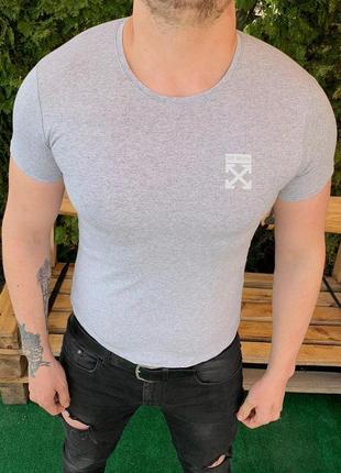 Мужская футболка - в стиле off-white (серая)