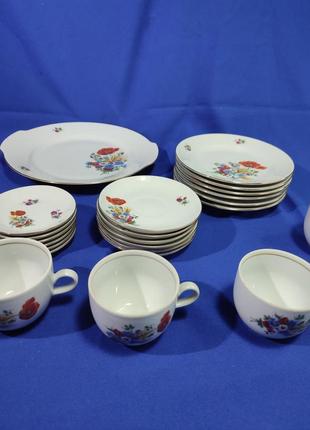 Чайно кофейный сервиз набор гдр kahla 25 предметов 6 чашка тарелка блюдце поднос5 фото
