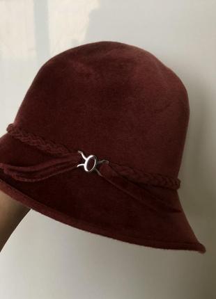 Кашемировая шляпа. марсала2 фото