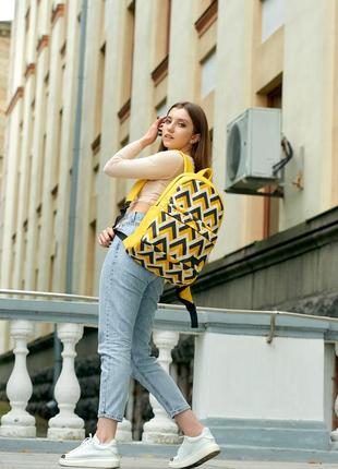 Жіночий рюкзак sambag zard lst жовтий з орнаментом5 фото