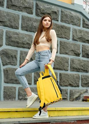 Жіночий рюкзак sambag zard lst жовтий з орнаментом8 фото