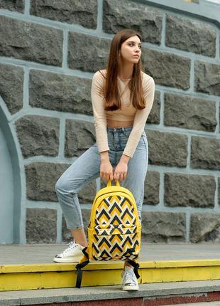 Жіночий рюкзак sambag zard lst жовтий з орнаментом6 фото