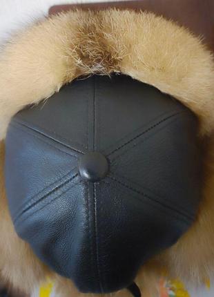 Зимняя шапка ушанка натуральная кожа натуральный мех5 фото