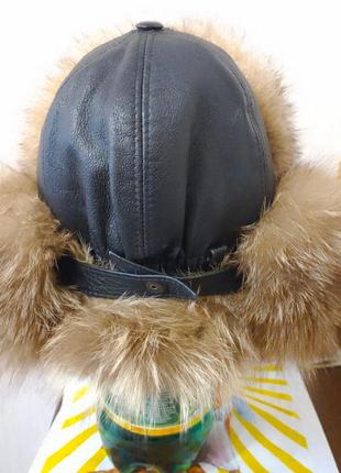 Зимняя шапка ушанка натуральная кожа натуральный мех4 фото