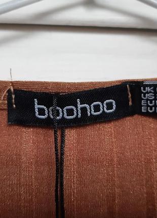 Костюм кофточка с актуальной пряжкой + кюлоты медного цвета в полоску boohoo8 фото