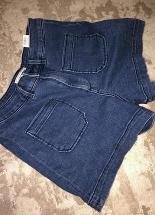 Классные фирменные джинсовые шортики  с высокой посадкой denim pimkie