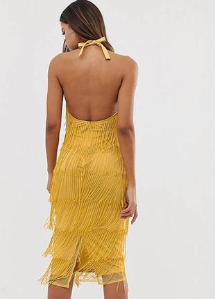 Жовте плаття в стилі гетсбі декороване бісером asos disign2 фото