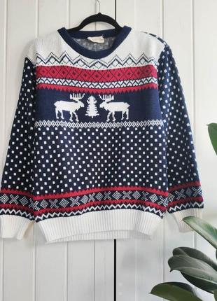 1+1=4🎈теплий новорічний светр з оленями, розмір xs