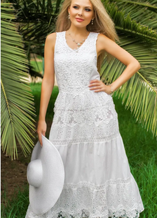 Англия белое летнее длинное платье 100% хлопок сарафан котоновый в пол состояние новой вещи
