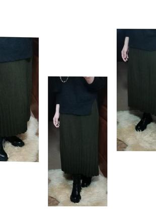 Юбка миди шерстяная юбка плиссе трикотажная теплая зимняя вязаная юбка макси французский винтаж6 фото