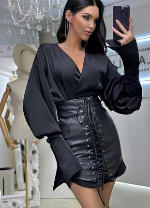 Шелковое платье рубашка на запах