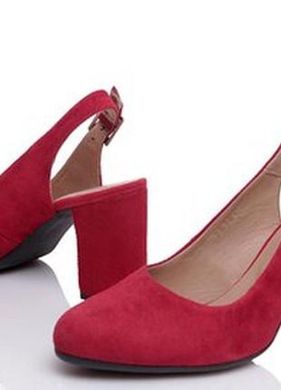 Жіночі червоні літні туфлі на підборах із закритим носком,замшеві/натуральна замша-жіноче взуття