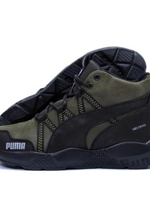 Мужские зимние ботинки чоловічі черевики из натуральной кожи.puma