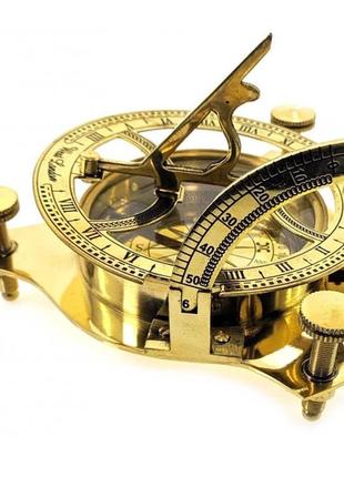 Солнечные часы с компасом бронзовые (12*12*4 см.)
