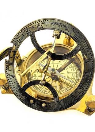 Солнечные часы с компасом бронзовые (12*12*4 см.)