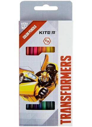 Олівці кольорові двосторонні kite transformers tf22-054, 12 шт. (4063276090775)