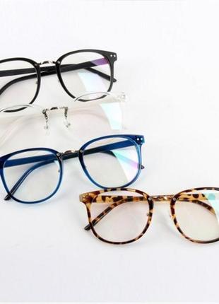 Очки имиджевые мягкий квадрат нулевки широкие прозрачные стекла оправа