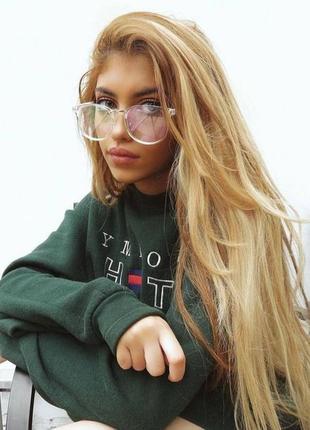 Очки имиджевые мягкий квадрат нулевки широкие прозрачные стекла оправа