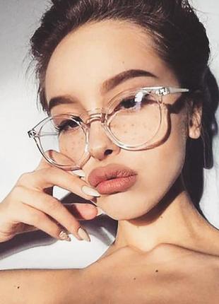 Очки имиджевые мягкий квадрат нулевки широкие прозрачные стекла оправа