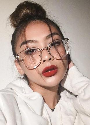 Очки имиджевые мягкий квадрат нулевки широкие прозрачные стекла оправа