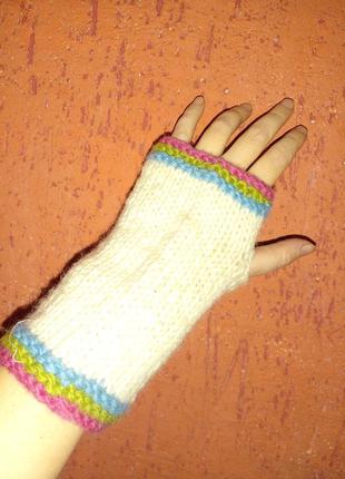 Распродажа 2+1 митенки на широкую руку шерсть непал