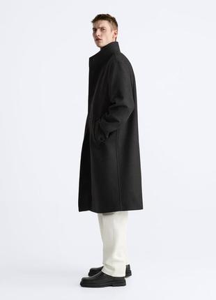 Пальто мужское шерстяное черное zara new3 фото