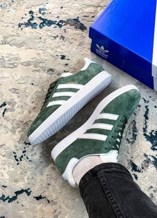 Adidas gazelle dark green, кроссовки адидас газель мужские, кроссовки мужественный адидас газель5 фото