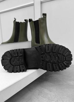 Женские ботинки ботинки челси на меху зимние хаки5 фото