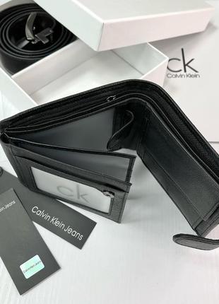 Ремень и портмоне calvin klein мужской подарочный набор черный кошелек на подарок5 фото