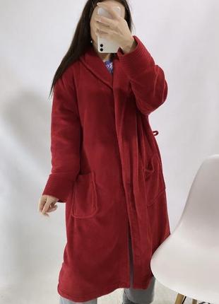 Теплый бордовый халат (без пояса)