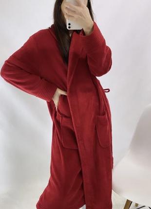 Теплый бордовый халат (без пояса)4 фото
