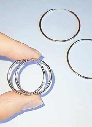 Серьги-кольца, родированное серебро 925 пробы2 фото