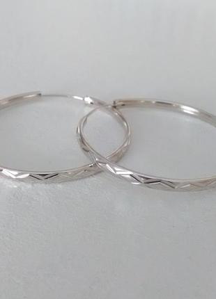 Серьги-кольца, родированное серебро 925 пробы, италия3 фото