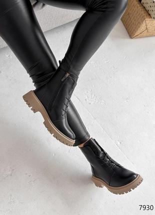 Ботинки женские fiona черные зима 7930 натуральная кожа набивная шерсть10 фото