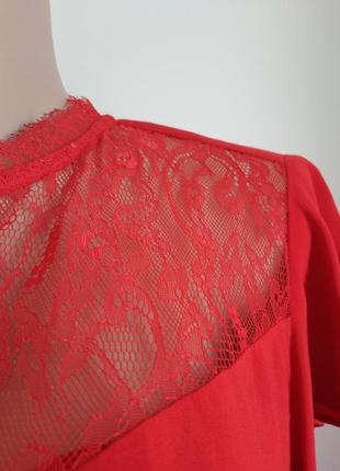 Стильная  блуза, топ h&m красного цвета с вставками из кружева6 фото