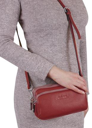 Маленькая бордовая женская сумка через плечо из натуральной кожи de esse l88015-2042 фото