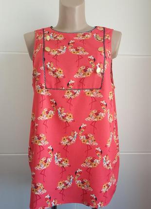 Стильная блуза, топ next с принтом фламинго  красивых цветов