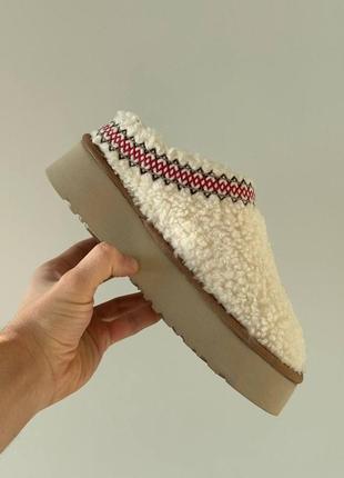 Трендовые женские угги ugg tazz braid slippers premium молочные меховые